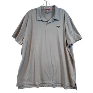 Tesla Mens Gray Short Sleeve Polo Shirt Embroidered Logo Size 3X EV Gorpcore